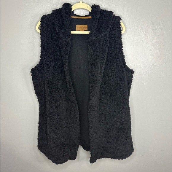 Kookaburra By Ugg Black Sherpa Hooded Vest/Jacket Women’s Size Large - Picture 2 of 11